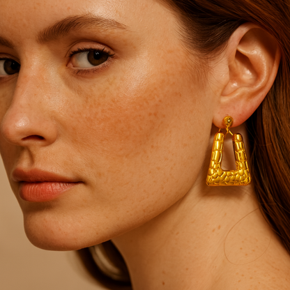 Harper | 18K Gold Plated Chunky Vintage Ear Buckle Hoop Waterproof Earrings