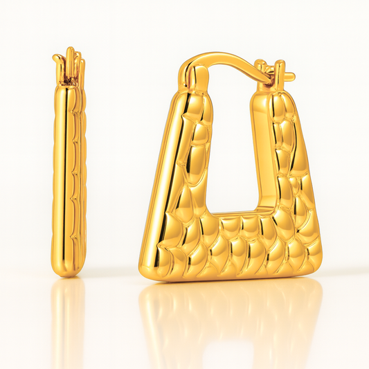Harper | 18K Gold Plated Chunky Vintage Ear Buckle Hoop Waterproof Earrings
