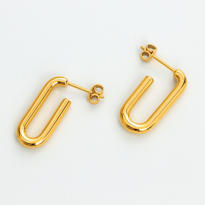 Valencia | 18K Gold-Plated Rectangular Hoop Waterproof Earrings