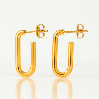 Valencia | 18K Gold-Plated Rectangular Hoop Waterproof Earrings