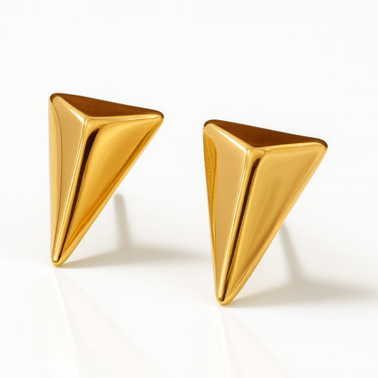 Catriona | 18K Gold Plated 3D Triangle Stud Waterproof Earrings