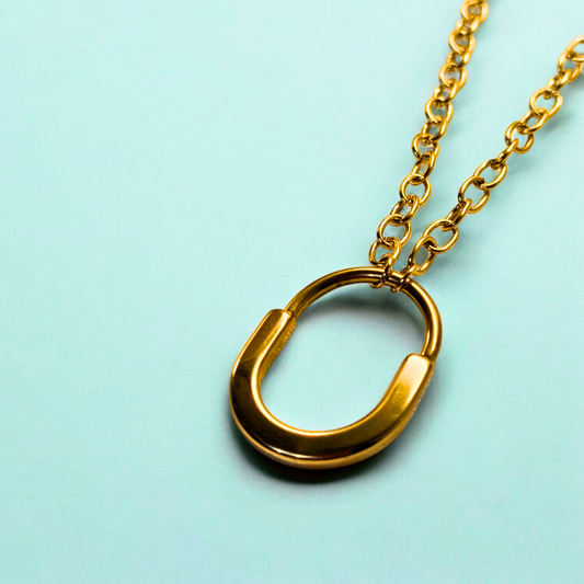 Kimberly | Gold Plated Lock Pendant Necklace with Link Chain