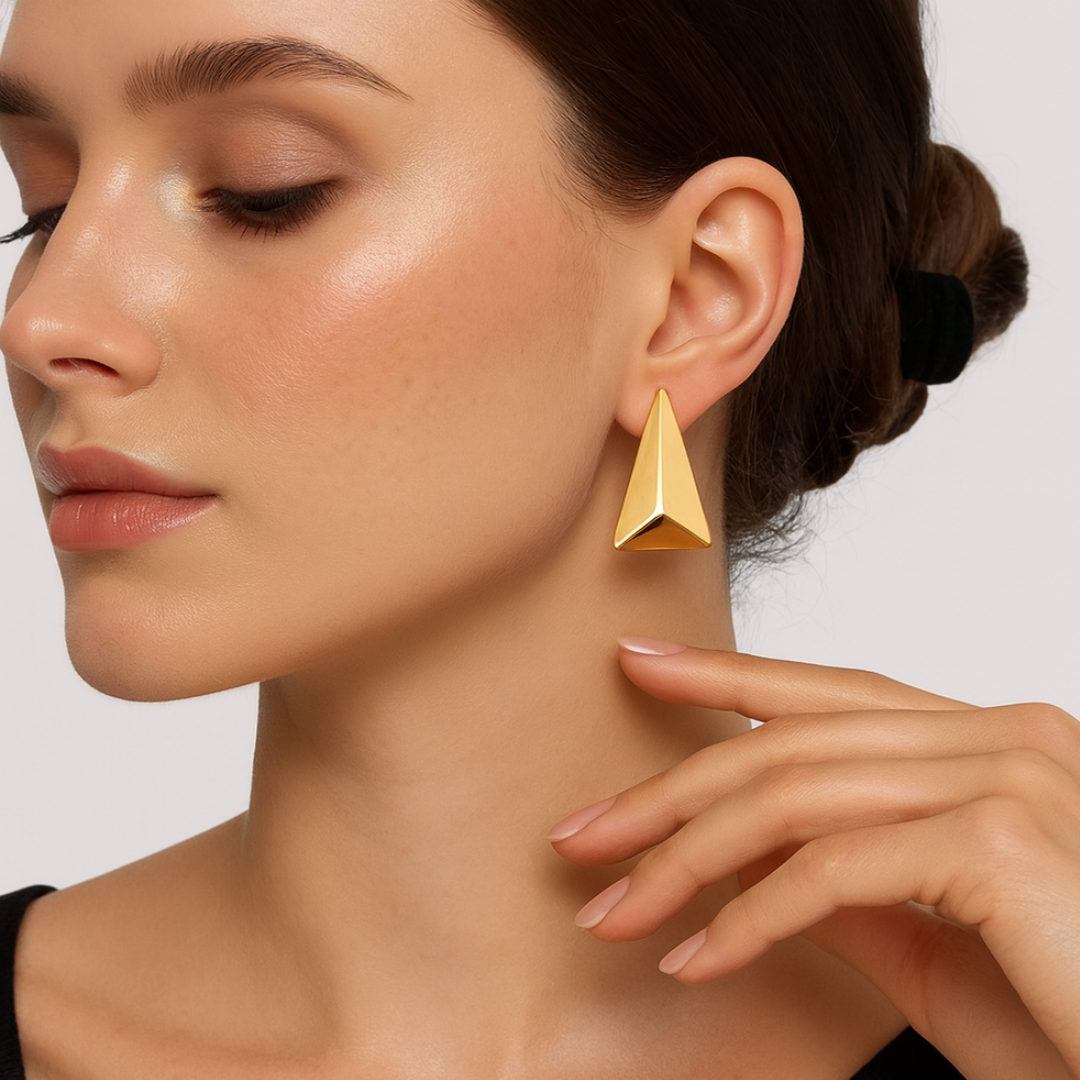 Catriona | 18K Gold Plated 3D Triangle Stud Waterproof Earrings