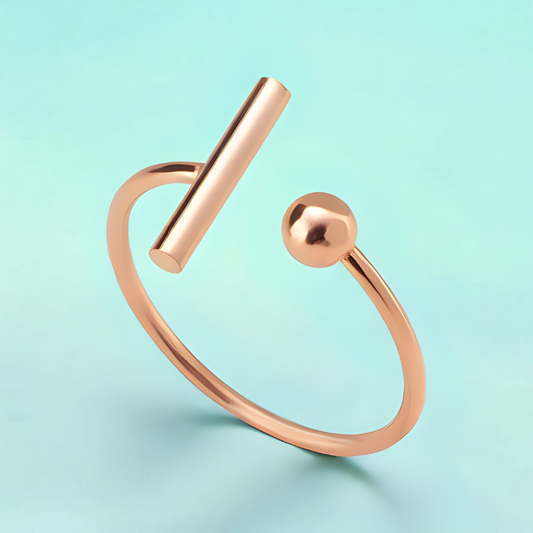 Melissa | Gold & Silver-Plated T-Bar and Ball Resizable Ring