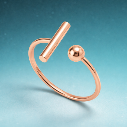 Melissa | Gold & Silver-Plated T-Bar and Ball Resizable Ring