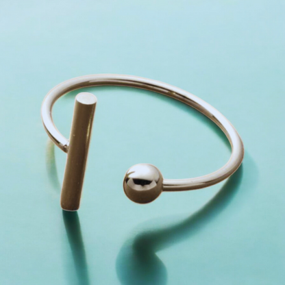 Melissa | Gold & Silver-Plated T-Bar and Ball Resizable Ring