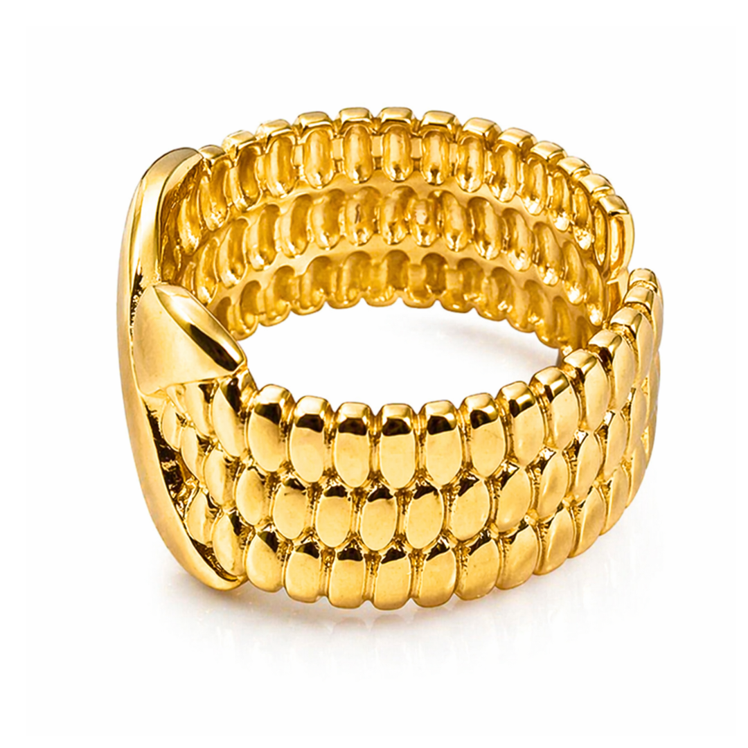 Colleen | Gold Plated Woven Open Cuff Ring