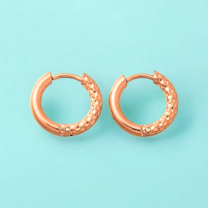 Alessia | Gold Plated Hammered Texture Hoop Earrings