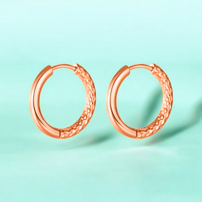 Alessia | Gold Plated Hammered Texture Hoop Earrings