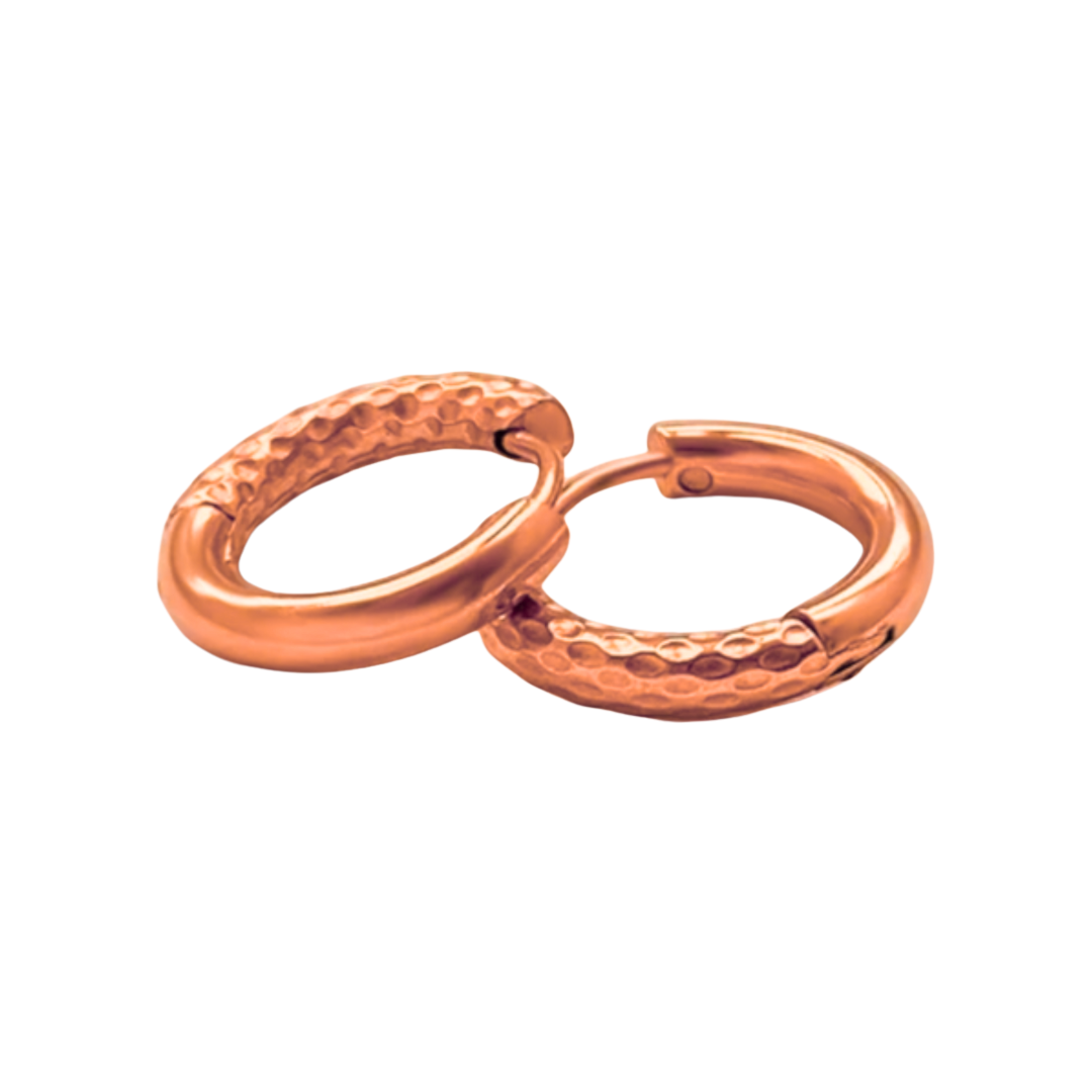 Alessia | Gold Plated Hammered Texture Hoop Earrings