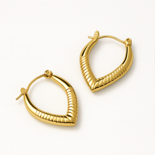 Adriana | 18K Gold Plated Screw Thread Chunky Hoop Waterproof Earrings