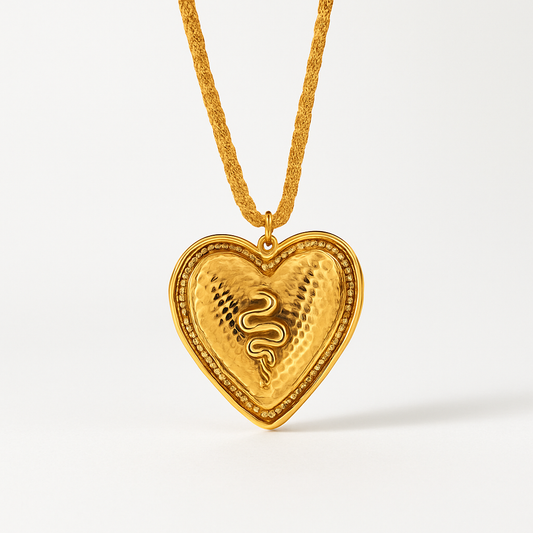 Corine | Gold (18K) Plated Chunky Heart Snake Chain Waterproof Necklace