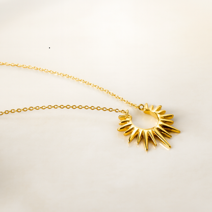Rhianne | Gold (18K) Plated Sunflower Sun Pendant Waterproof Necklace