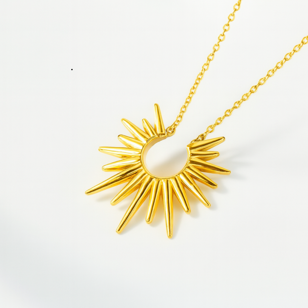 Rhianne | Gold (18K) Plated Sunflower Sun Pendant Waterproof Necklace