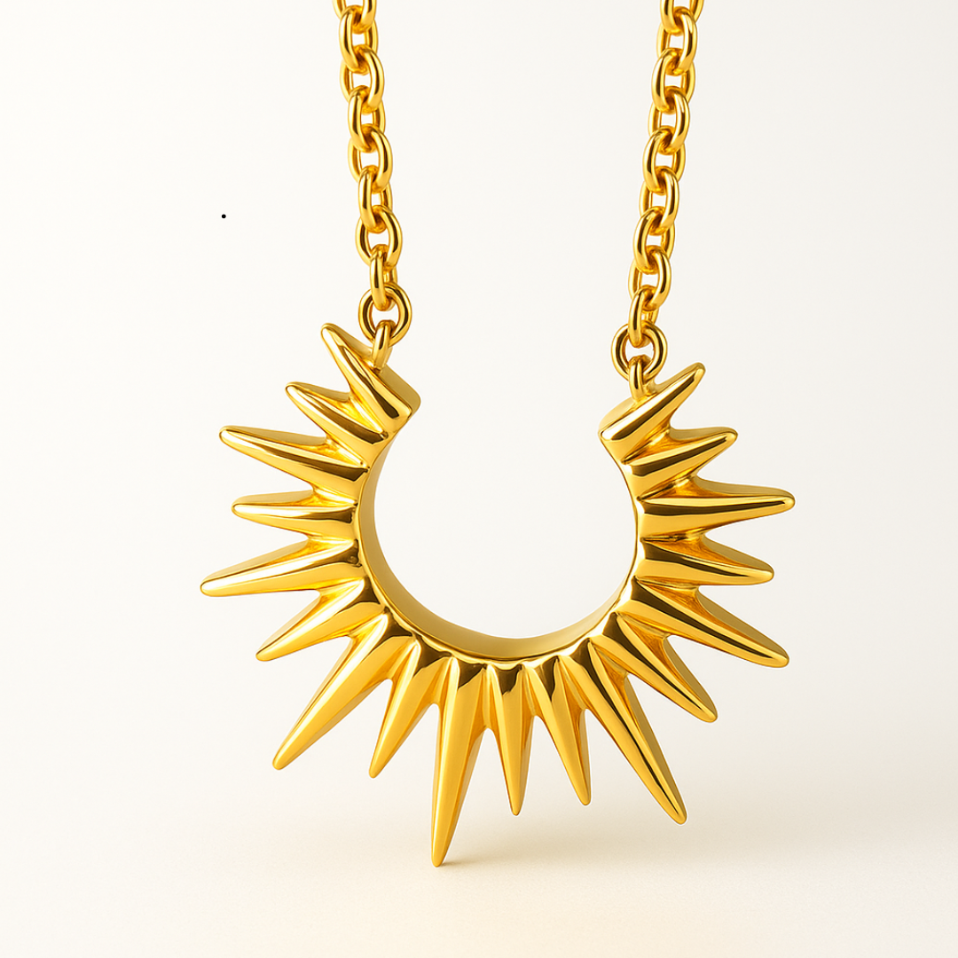Rhianne | Gold (18K) Plated Sunflower Sun Pendant Waterproof Necklace