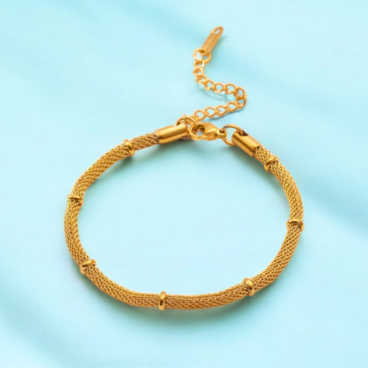 Victoria | Gold Plated Bamboo Mesh Bracelet