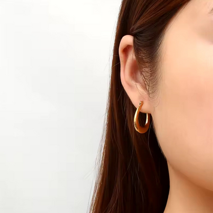 Mavis | Gold Plated Simple Boat Hoop Earrings