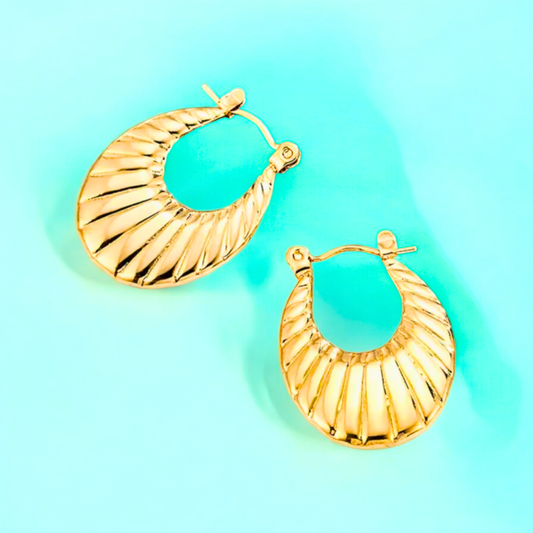 Susanne | Gold Plated Tear Drop Oval Hoop Earrings