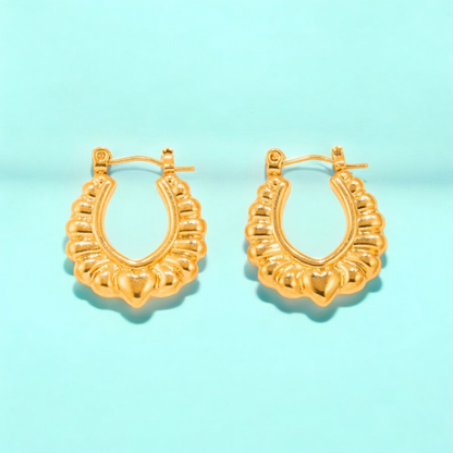 Tressa | Gold Plated Flower Pattern Hoop Earrings