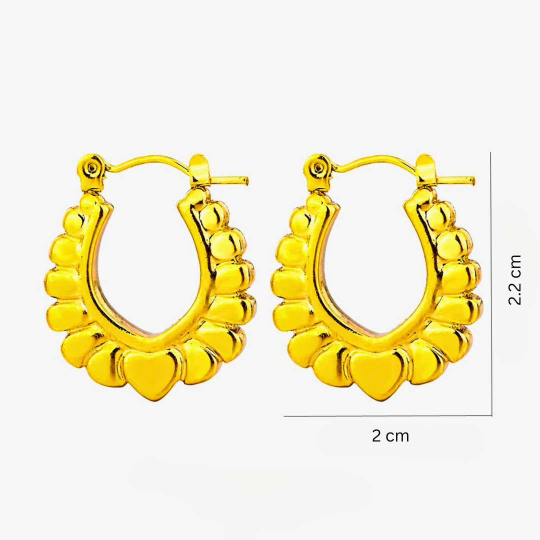 Tressa | Gold Plated Flower Pattern Hoop Earrings