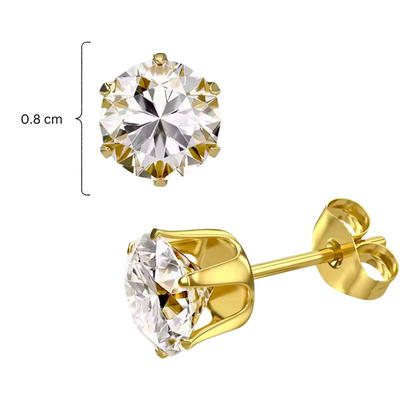 Rya | Gold Plated Diamond Cut Cubic Zirconia Stud Earrings