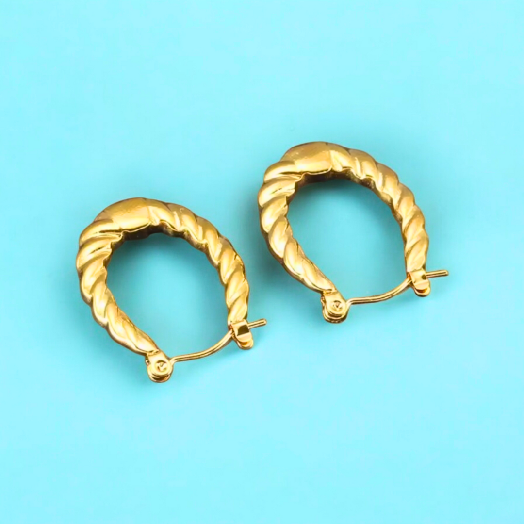 Amoret | Gold Plated Twisted Oval Hoop Earrings