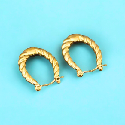 Amoret | Gold Plated Twisted Oval Hoop Earrings