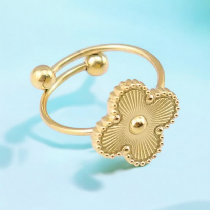 Eva | Gold Plated 4-Leaf Clover Flower Ring