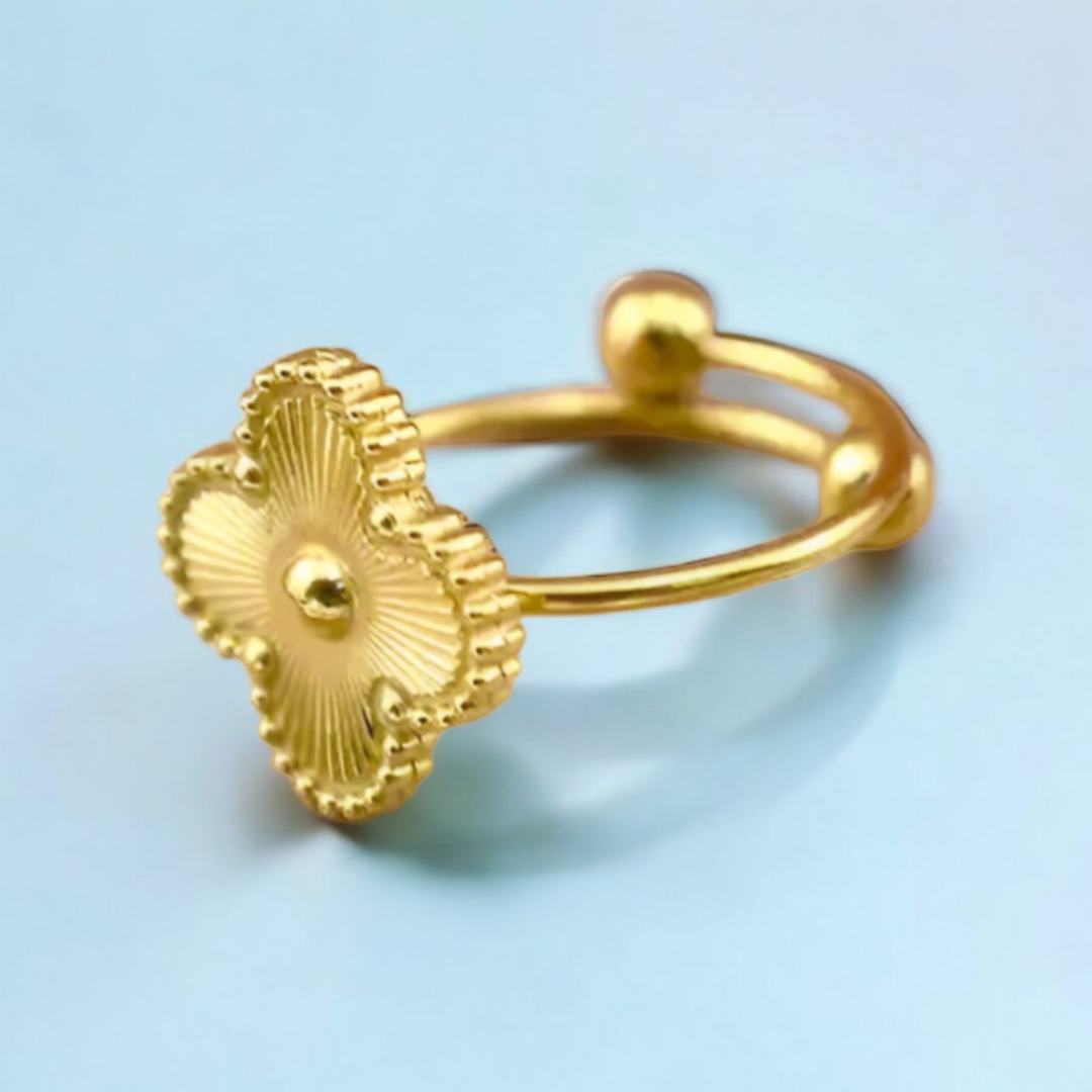 Eva | Gold Plated 4-Leaf Clover Flower Ring