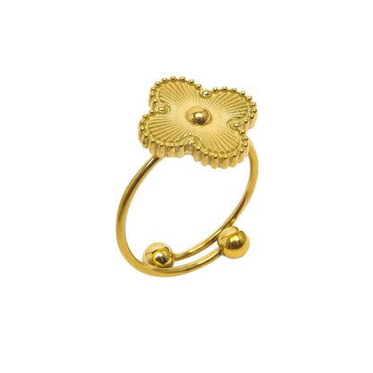 Eva | Gold Plated 4-Leaf Clover Flower Ring