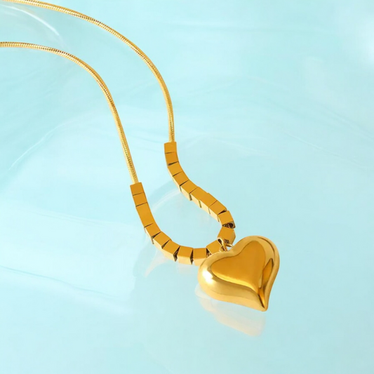 Kaia | Gold Plated Heart Pendant with Cubes Necklace