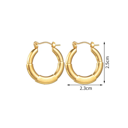 Anya | 18K Gold Plated Simple Circular Hoop Waterproof Earrings