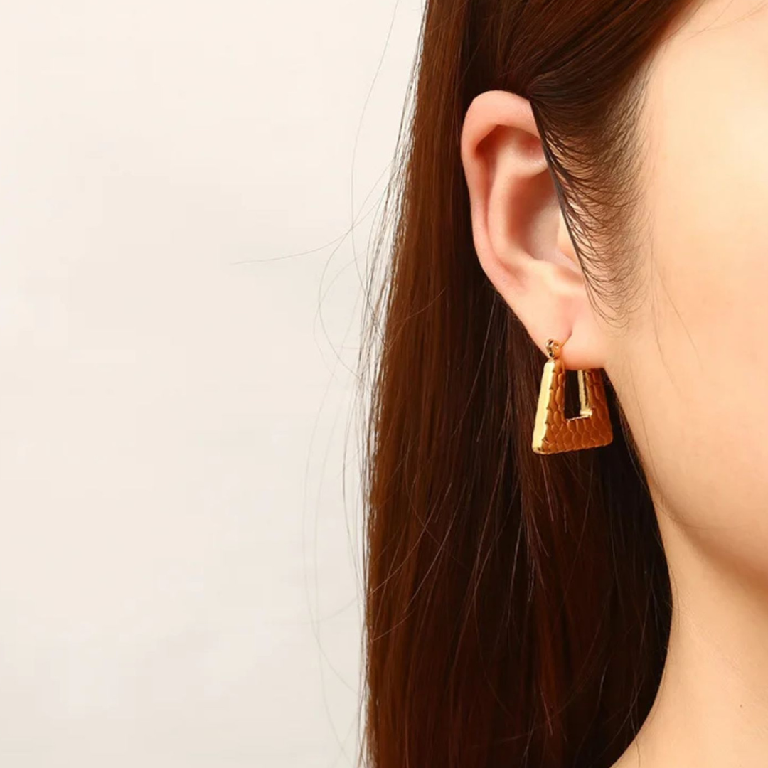 Harper | Gold Plated Chunky Vintage Ear Buckle Hoop Earrings