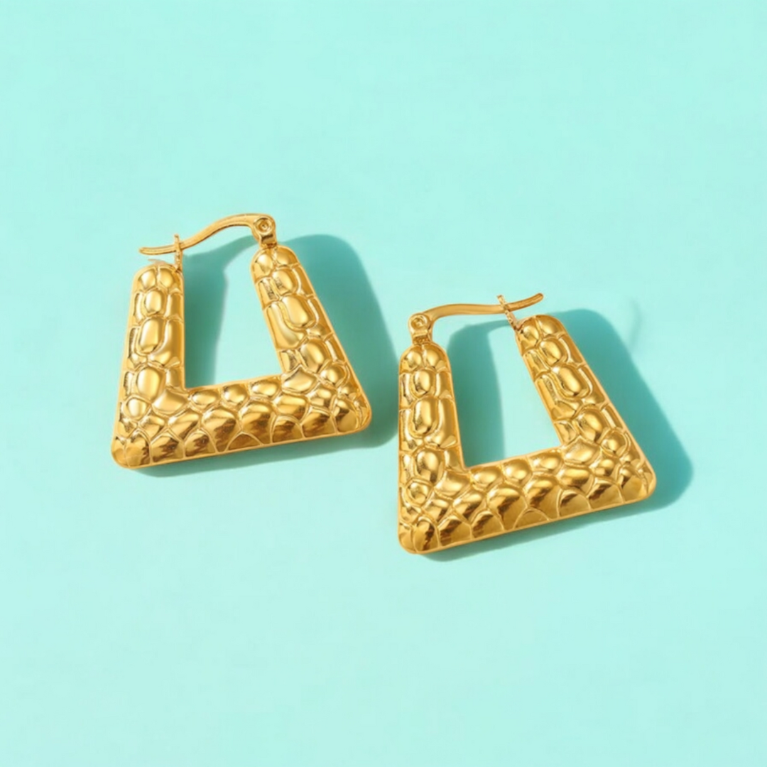 Harper | Gold Plated Chunky Vintage Ear Buckle Hoop Earrings