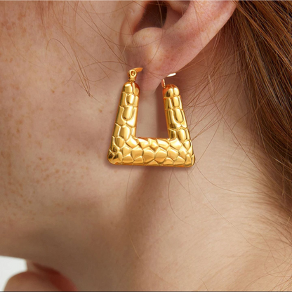 Harper | Gold Plated Chunky Vintage Ear Buckle Hoop Earrings