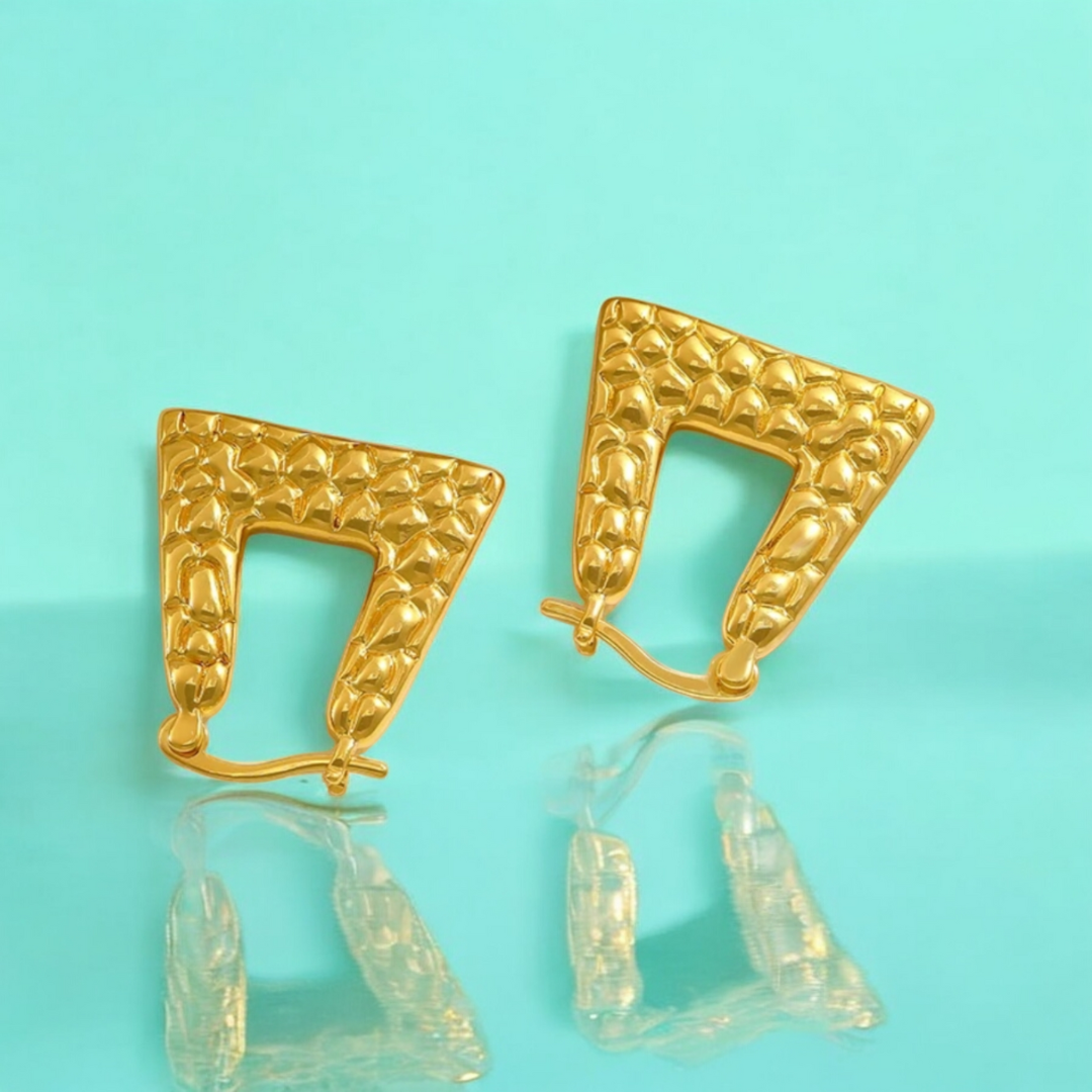 Harper | Gold Plated Chunky Vintage Ear Buckle Hoop Earrings