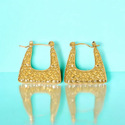 Harper | Gold Plated Chunky Vintage Ear Buckle Hoop Earrings