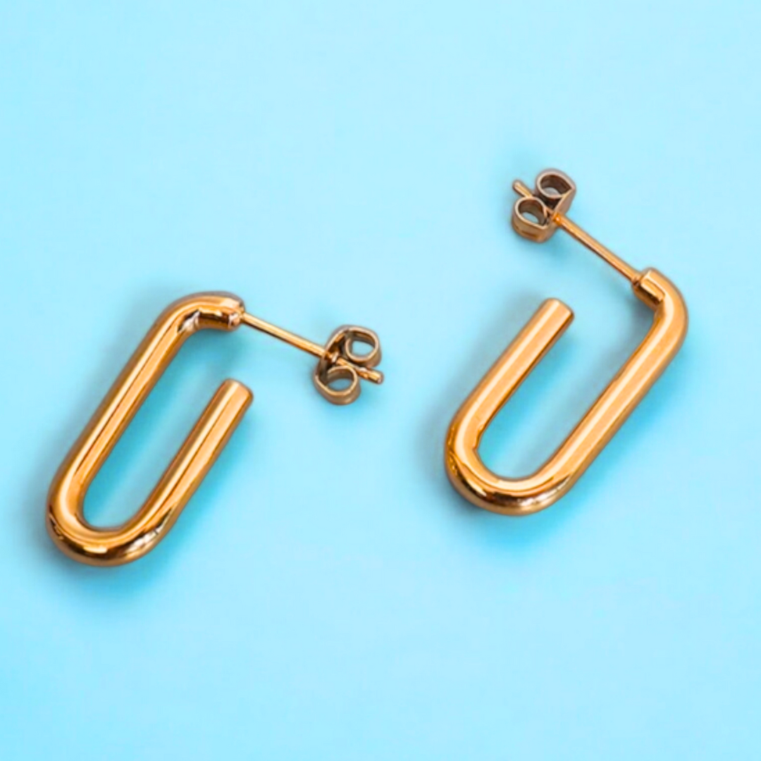 Valencia | Gold-Plated Rectangular Hoop Earrings