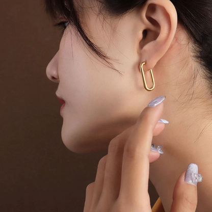 Valencia | Gold-Plated Rectangular Hoop Earrings