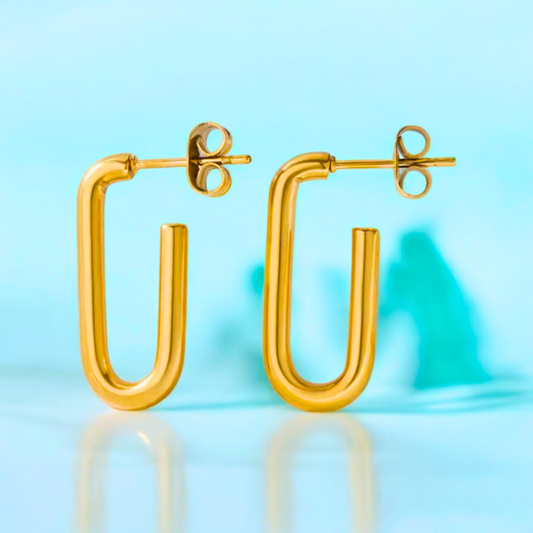 Valencia | Gold-Plated Rectangular Hoop Earrings