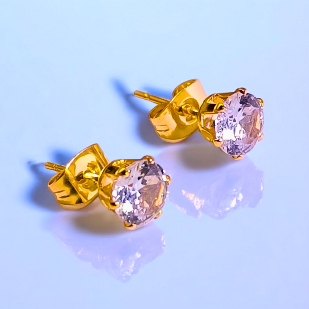 Rya | Gold Plated Diamond Cut Cubic Zirconia Stud Earrings