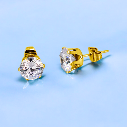 Rya | Gold Plated Diamond Cut Cubic Zirconia Stud Earrings