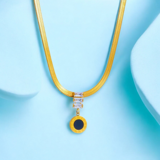 Alarice | Gold-Plated Roman Numerals Pendant Necklace with Zircons