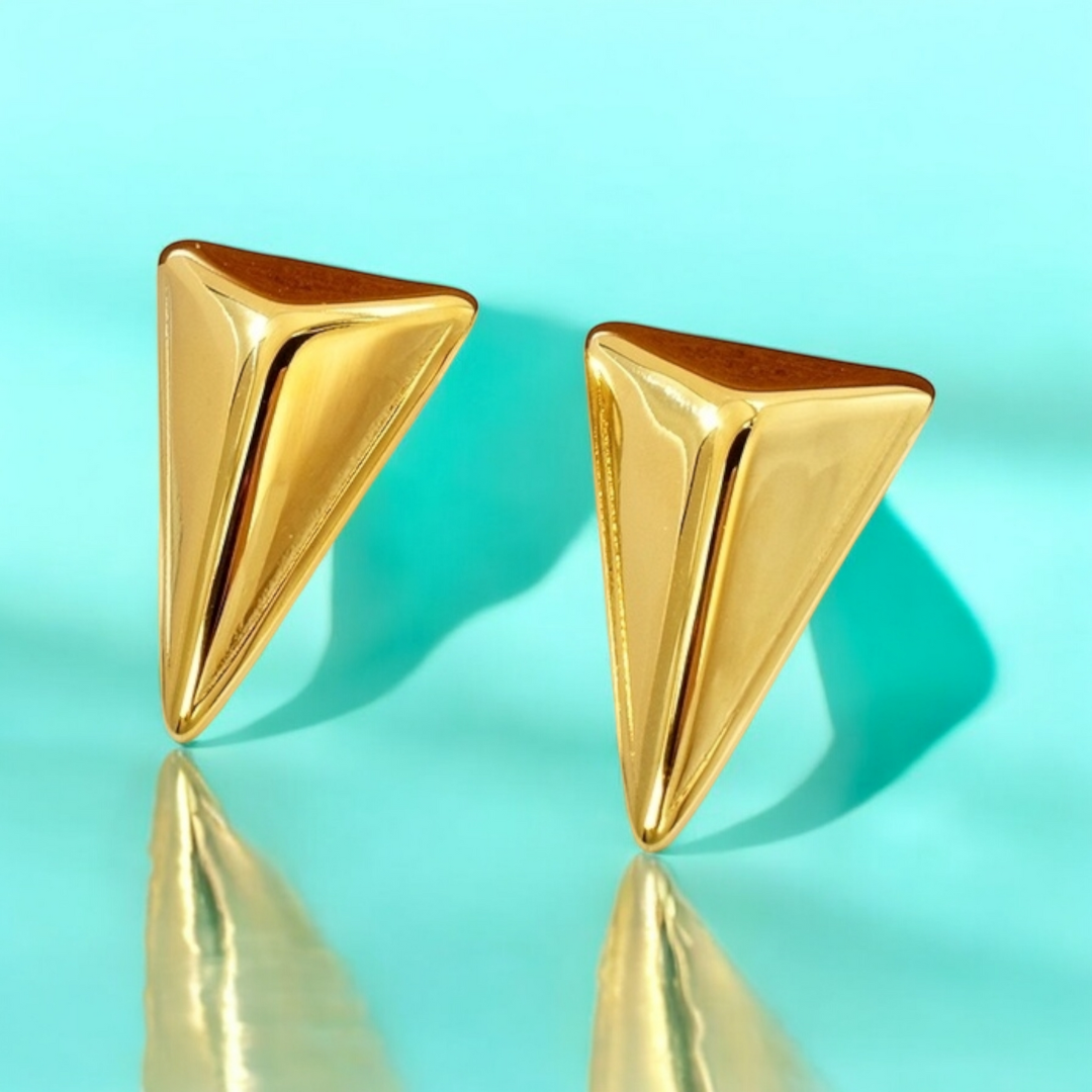 Catriona | Gold Plated 3D Triangle Stud Earrings