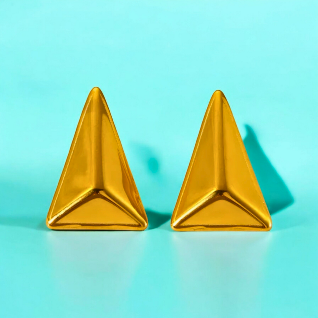 Catriona | Gold Plated 3D Triangle Stud Earrings