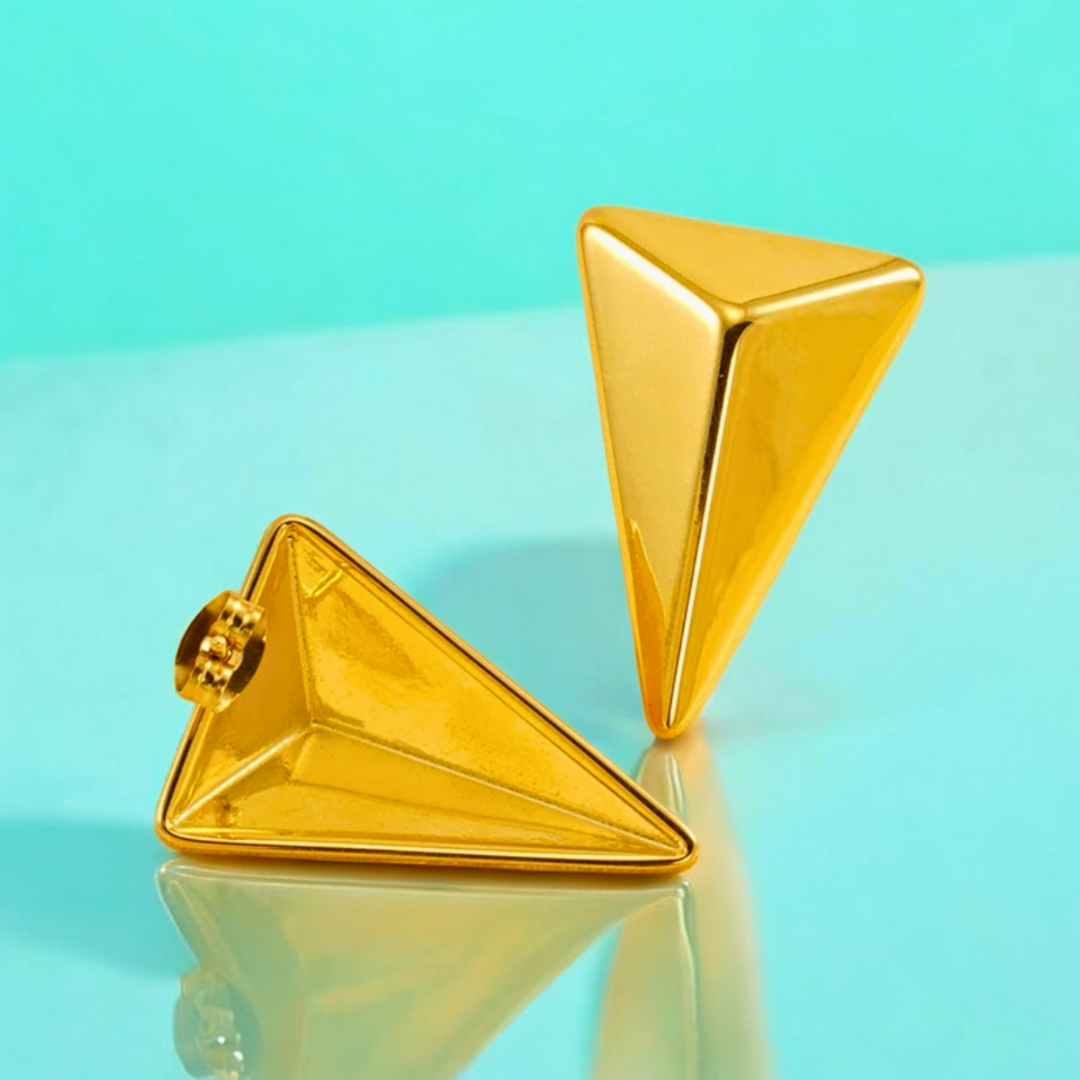 Catriona | Gold Plated 3D Triangle Stud Earrings