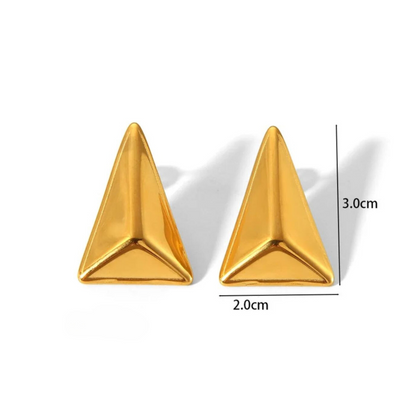 Catriona | Gold Plated 3D Triangle Stud Earrings