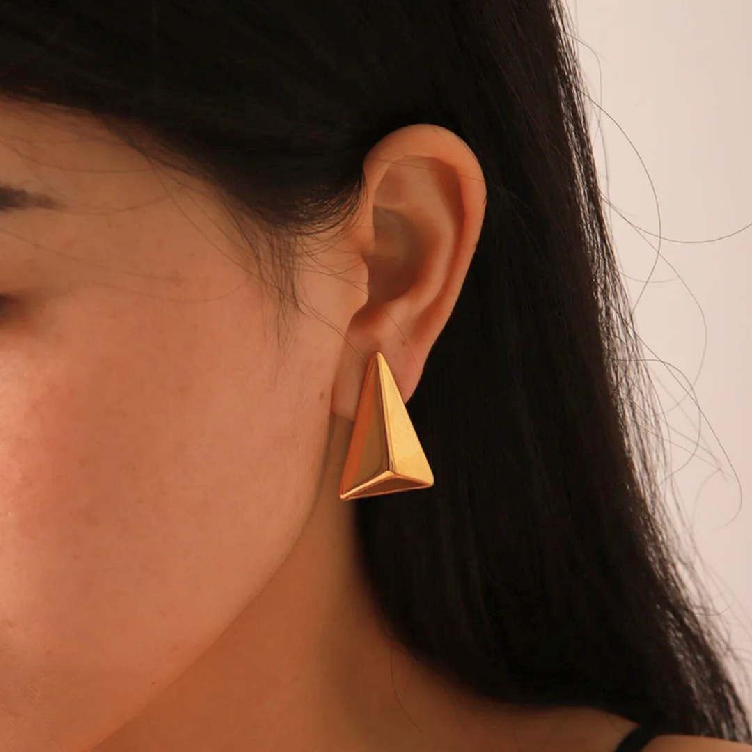 Catriona | Gold Plated 3D Triangle Stud Earrings