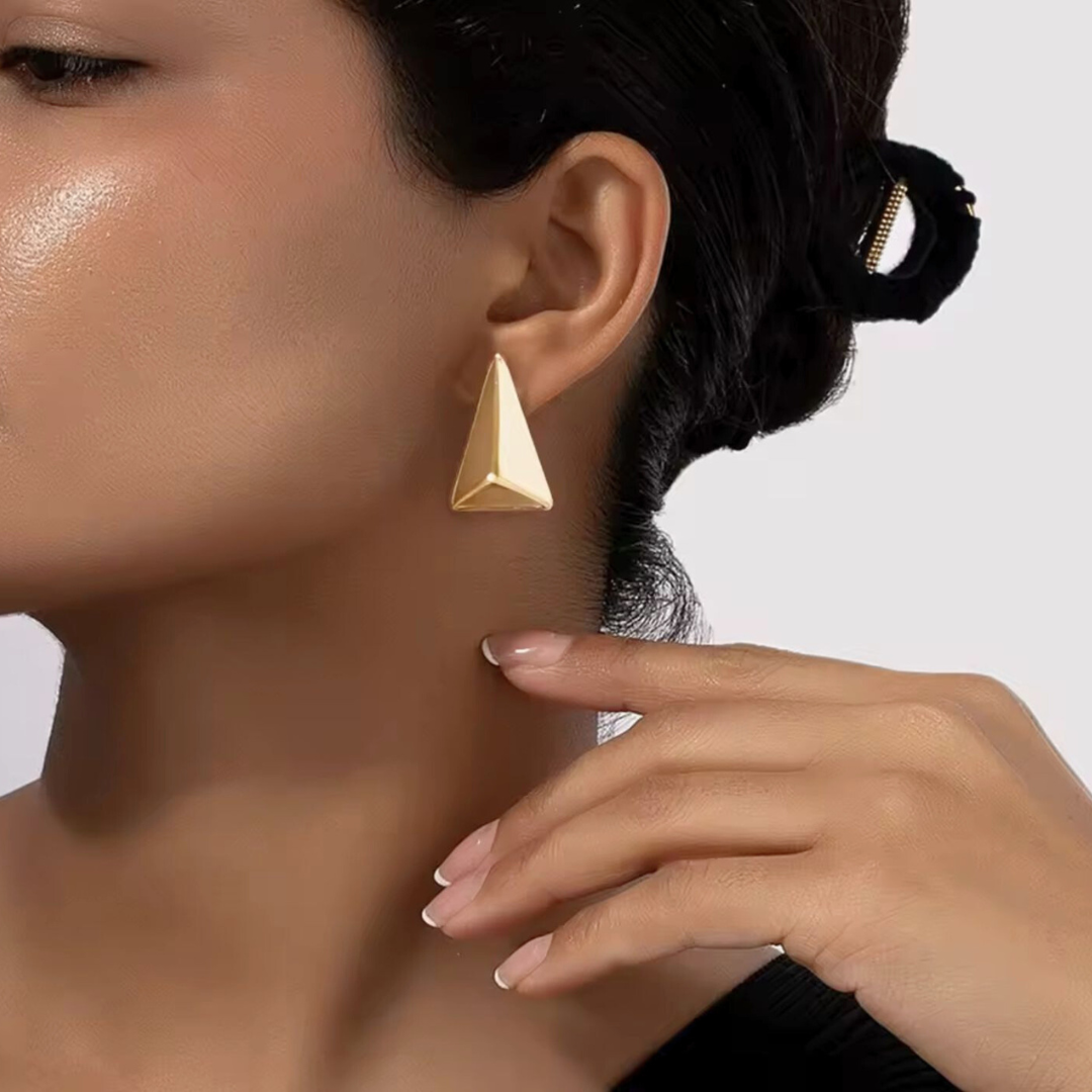 Catriona | Gold Plated 3D Triangle Stud Earrings