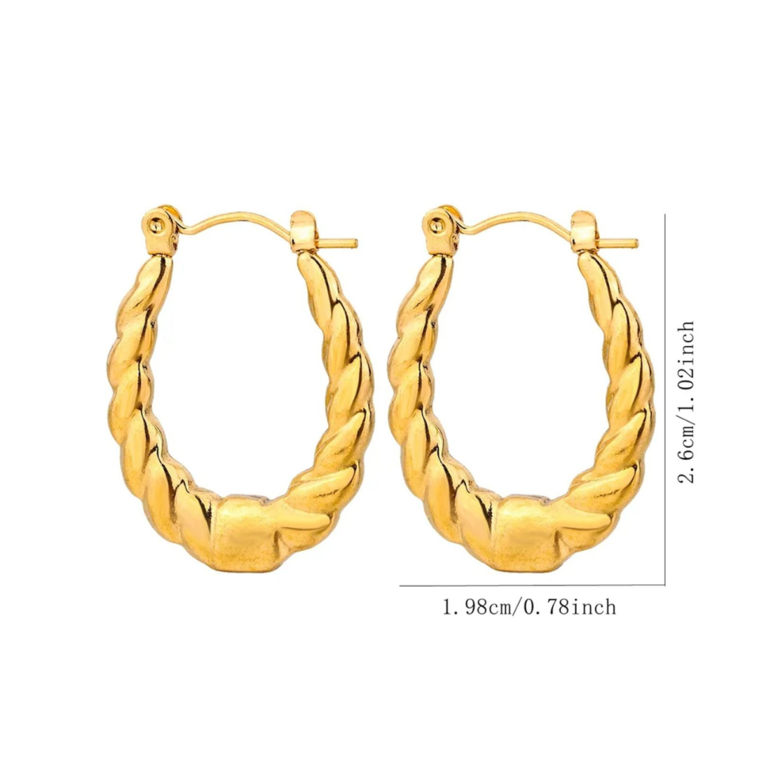 Amoret | Gold Plated Twisted Oval Hoop Earrings